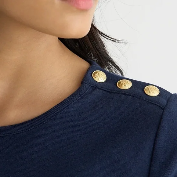 J. Crew Perfect-fit elbow-sleeve T-shirt with buttons, navy, size M - Picture 4 of 5